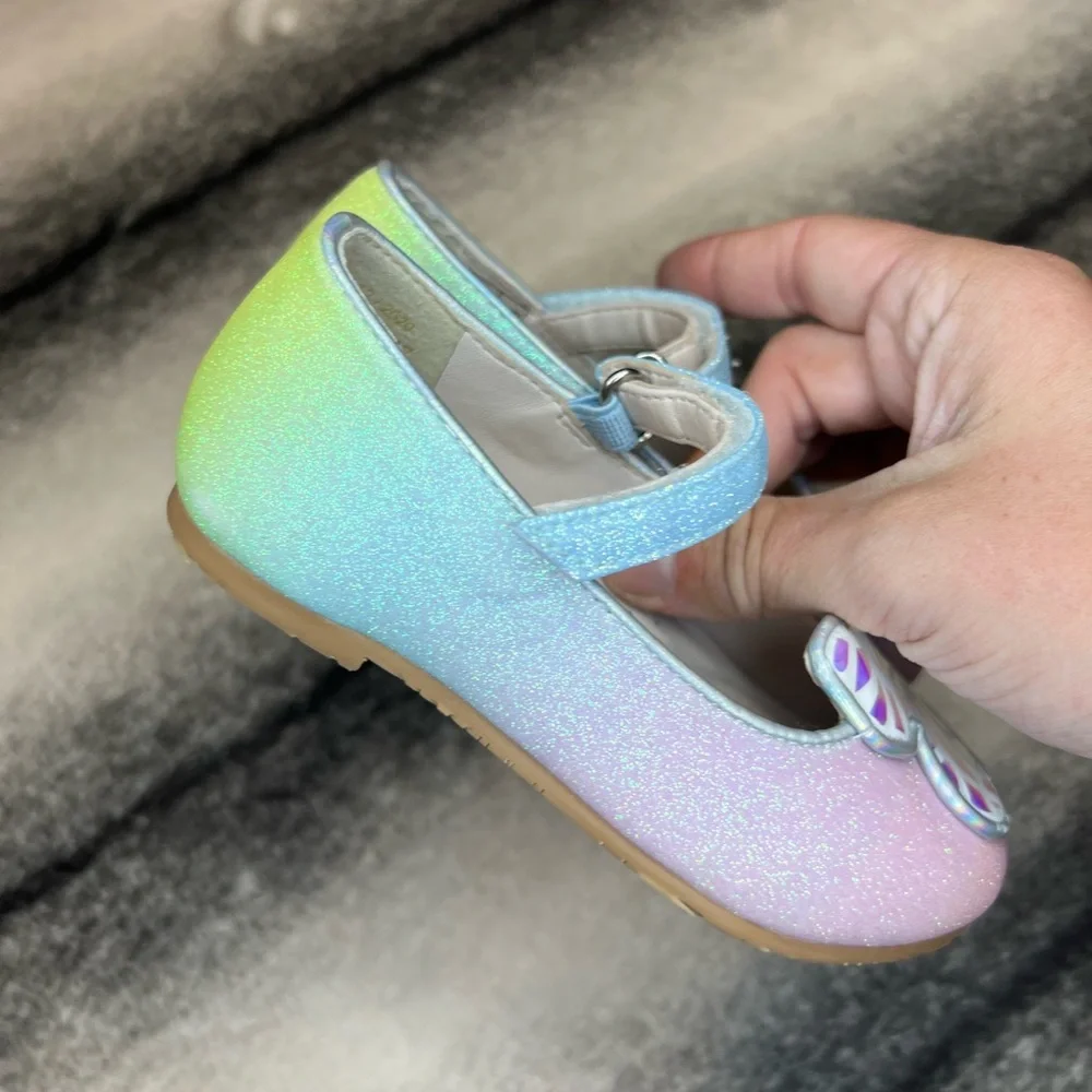 Sophia Webster Mini Butterfly Iridescent Rainbow Glitter Flats Infant Baby
